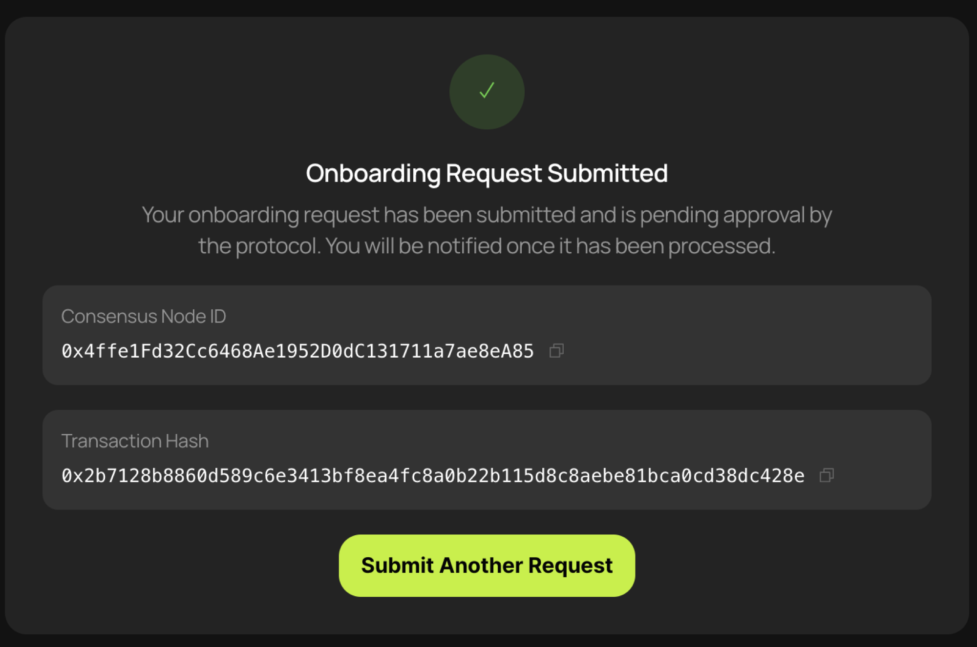 Submit Onboarding Request