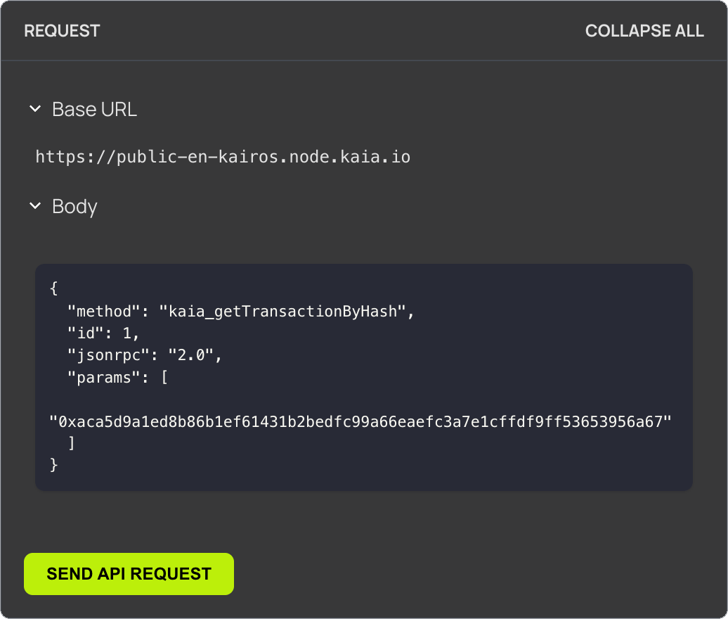 Kaia API Dark Theme