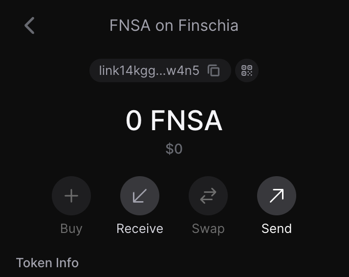 Address and CONY balance shown in your wallet