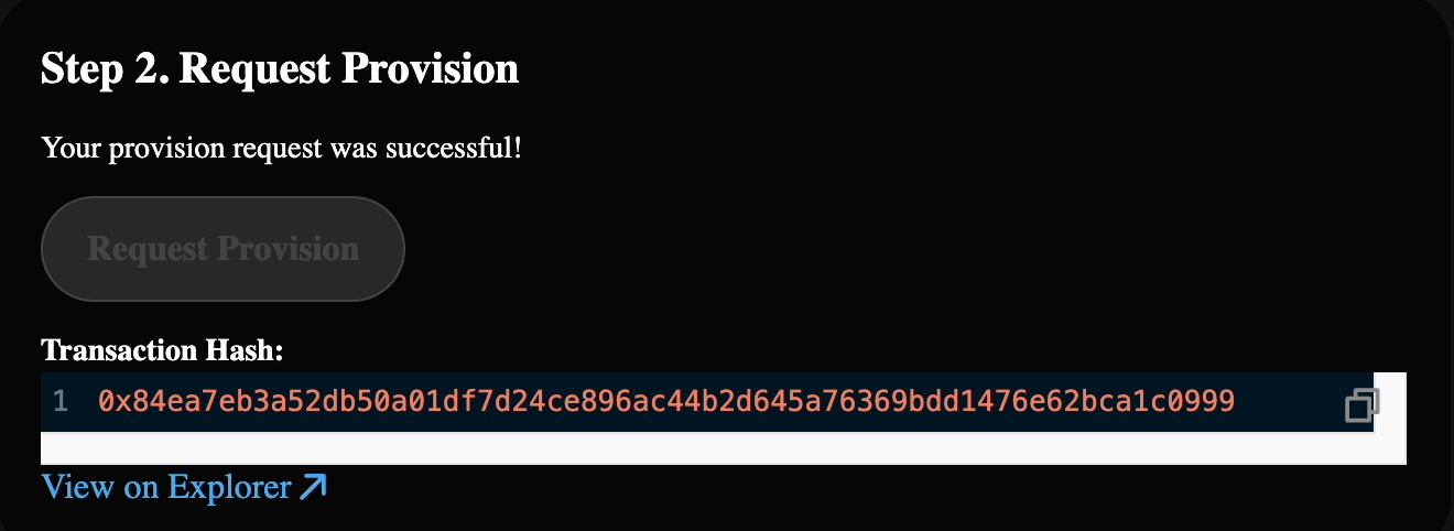 Provision request successful