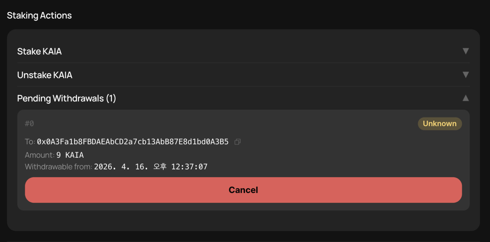Staking operations detail