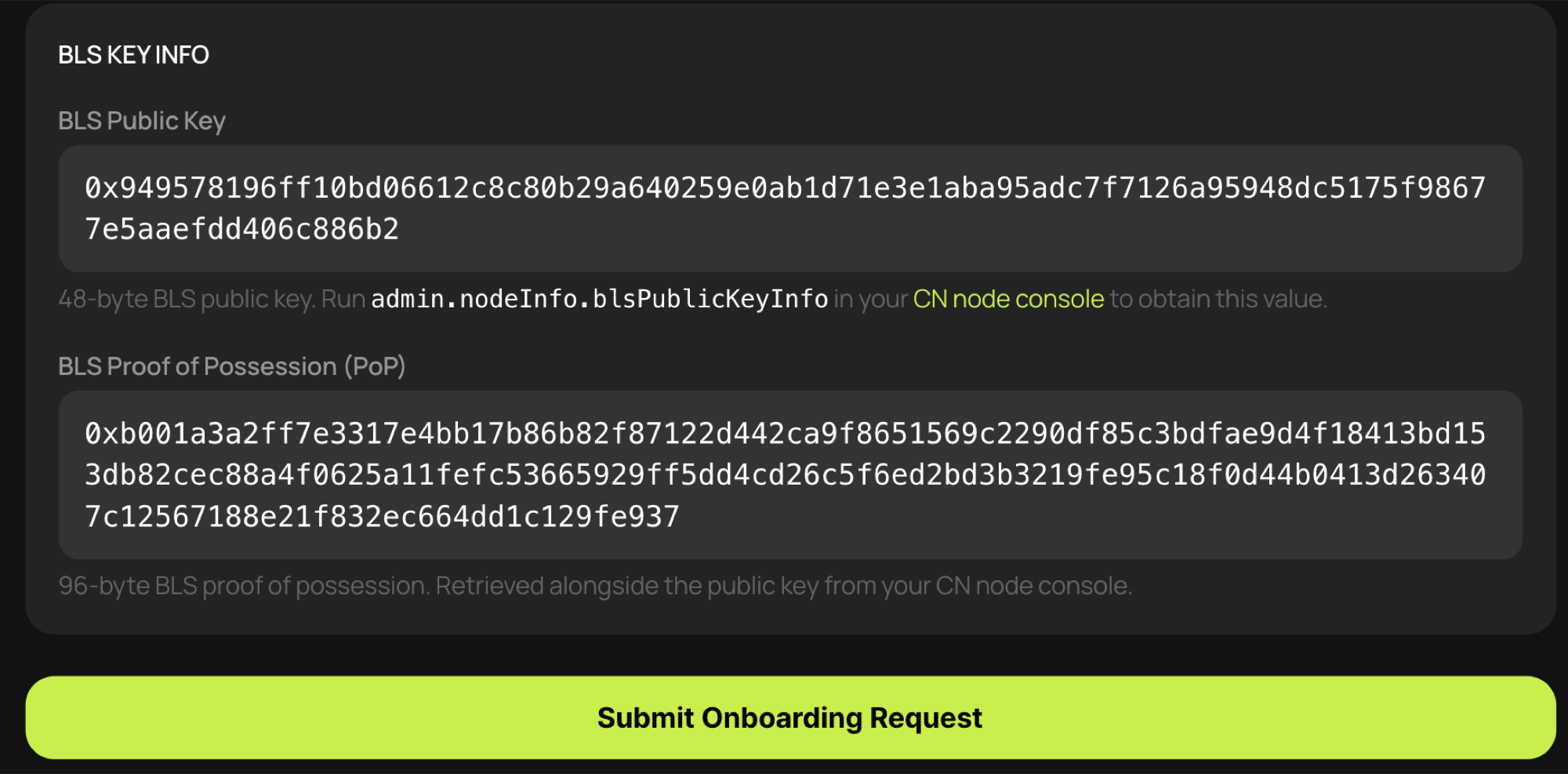 BLS 공개키 정보