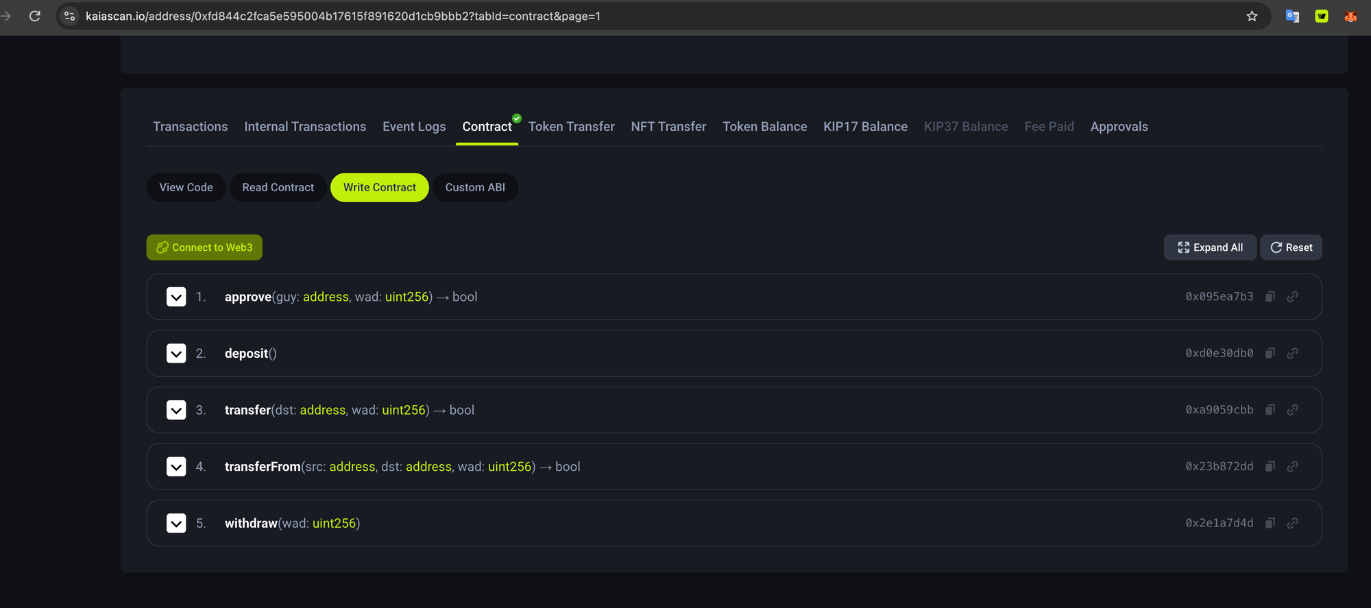 Write Contract tab showing the withdraw function
