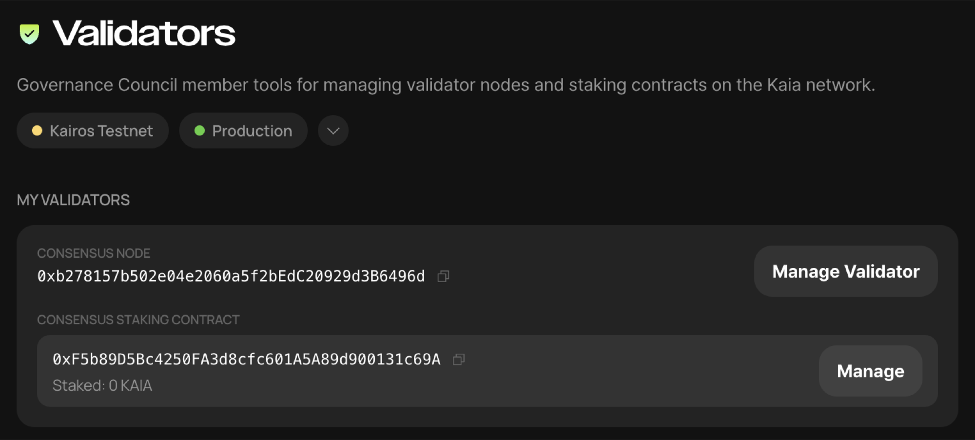 Home with onboarded validator