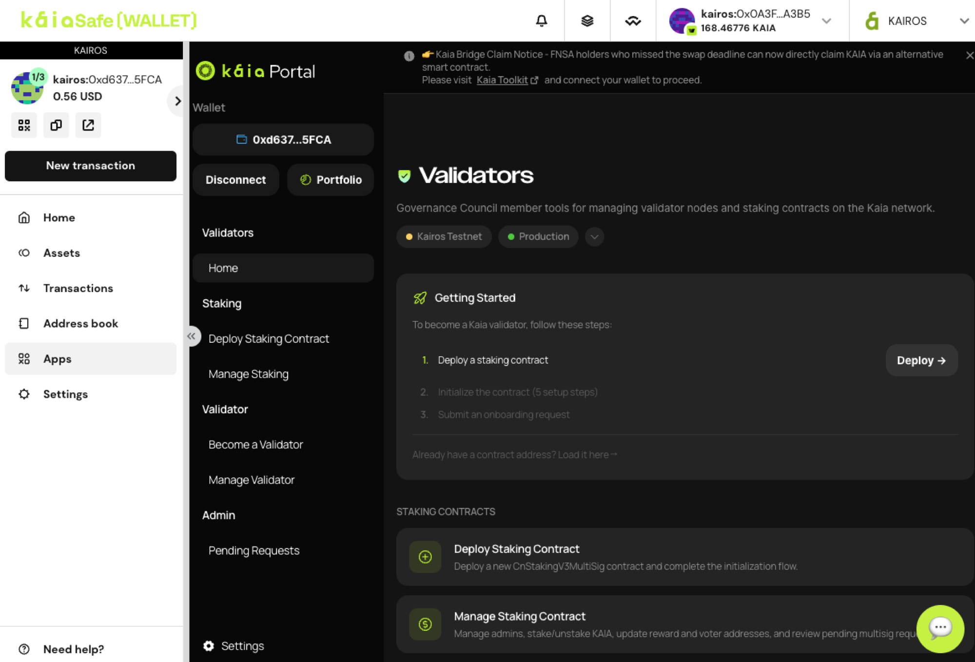 Safe wallet connected